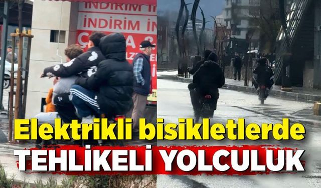 Elektrikli bisikletlerde tehlikeli yolculuk kamerada