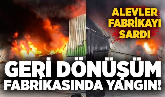 Geri dönüşüm fabrikasında yangın! Alevler fabrikayı sardı