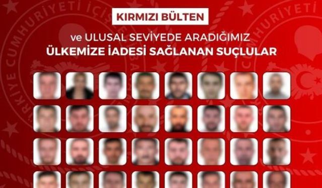 Kırmızı bültenle ve ulusal seviyede aranan 61 kişi Türkiye’ye iade edildi