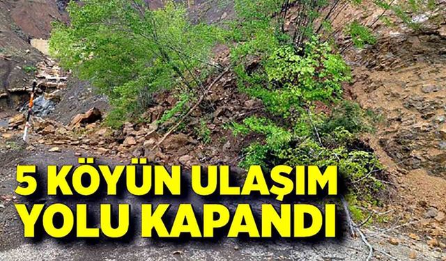 Heyelan sebebiyle 5 köye ulaşım sağlanan yol kapandı