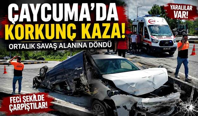 Çaycuma’da akıllı kavşakta korkunç kaza! Ortalık savaş alanına döndü