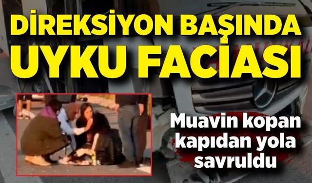 Otobüsün lastiği patladı, muavin kapıdan yola uçtu yaralandı