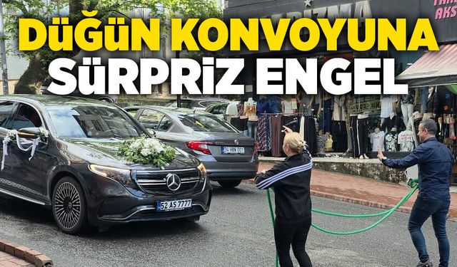 Düğün konvoyuna sürpriz engel