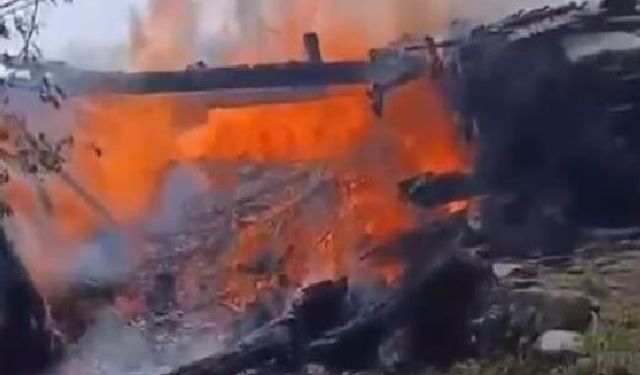 Kastamonu'da çıkan yangında samanlık küle döndü
