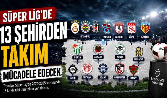 Süper Lig'de 13 şehirden takım mücadele edecek