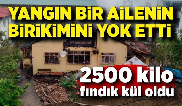 Ev yangını: 2,5 ton fındık kül oldu