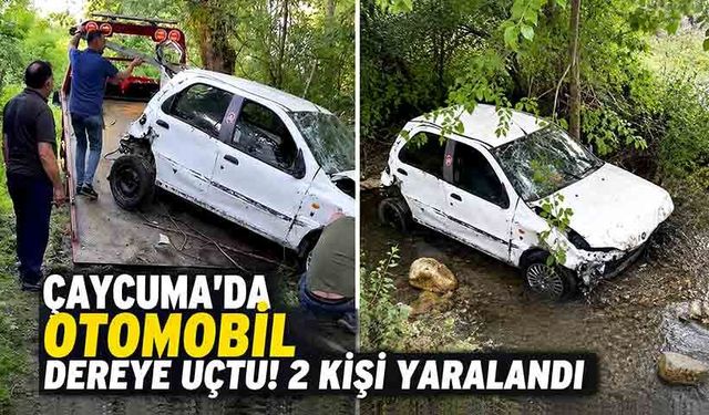 Çaycuma'da otomobil dereye uçtu! 2 kişi yaralandı