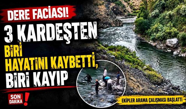 Dereye giren 3 kardeşten biri hayatını kaybetti, diğerini ise baba kurtardı