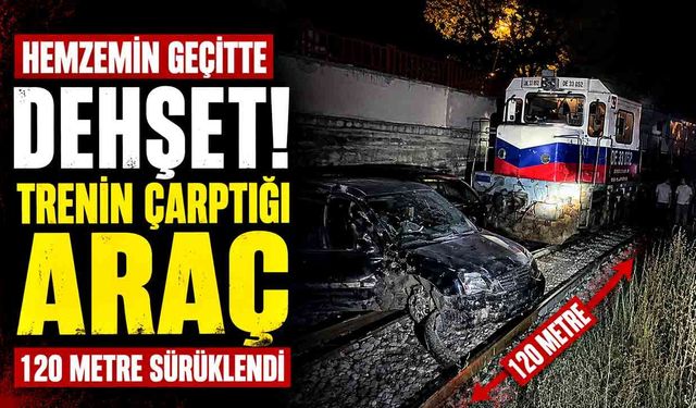 Yük treni hafif ticari aracı 120 metre sürükledi: 2 yaralı