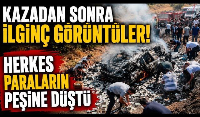 İtfaiye arabayı, vatandaşlar ise araçtaki parayı söndürmeye çalıştı