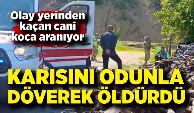Eşini odunla döverek öldürdü