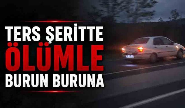Ters şeritte ölümle burun buruna:  Tırla kafa kafaya çarpışacaktı!