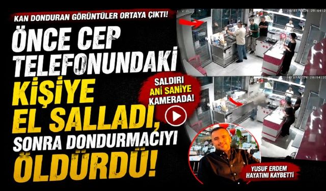 Önce cep telefonundaki kişiye el salladı, sonra tabancayla dondurmacıyı öldürdü