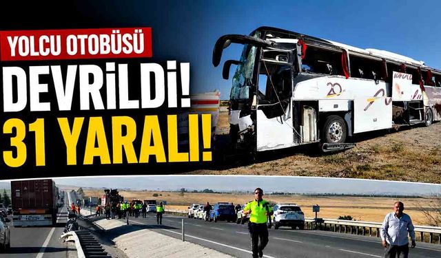 Yolcu otobüsü devrildi: 31 yaralı