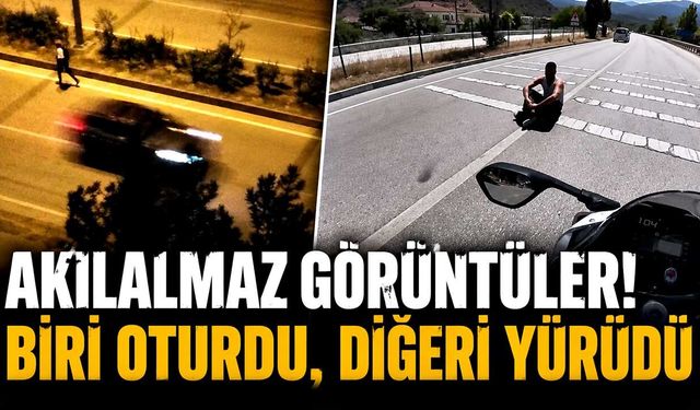 Akıl almaz görüntüler! Biri oturdu, diğeri yürüdü