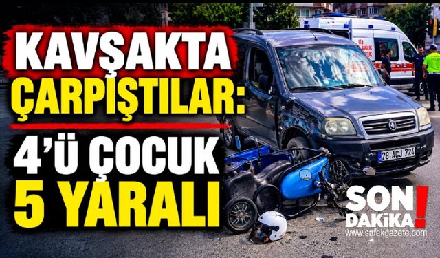 Hafif ticari araç elektrikli motosikletle çarpıştı: 5 yaralı