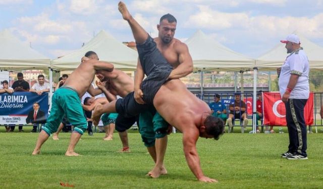 Taşköprü'de başpehlivan ve karakucak güreşleri nefes kesti