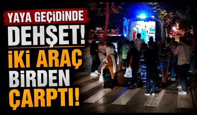 Genç kıza yaya geçidinden geçerken iki araç çarptı