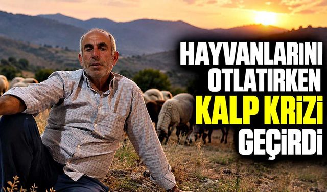 Hayvanlarını otlatırken kalp krizi geçirdi