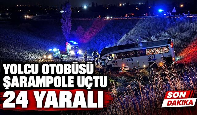 Yolcu otobüsü şarampole uçtu: 24 yaralı