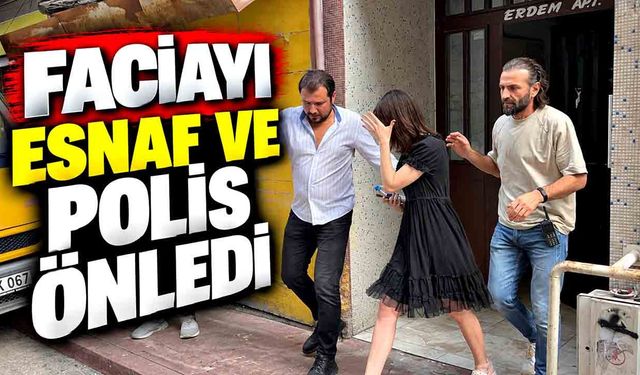 Esnaf ve polis ekiplerinden genç kadına hayat kurtaran müdahale