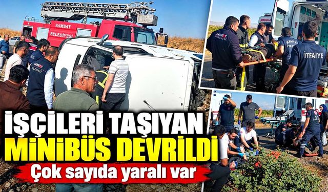 İşçileri taşıyan minibüs devrildi:  Çok sayıda yaralı var