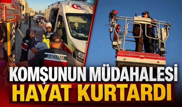 Balkonda tehlikeli anlar: Alt kattaki komşu kurtardı