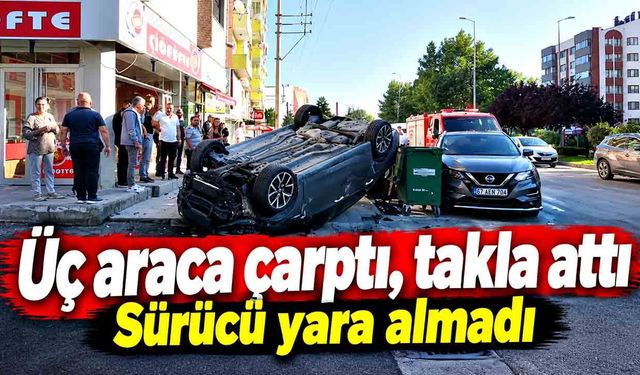 Otomobil önce araca, sonra motosiklet ve cipe çarptı