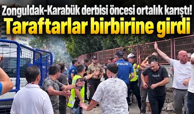 Zonguldak-Karabük derbisi öncesi taraftarlar birbirine girdi