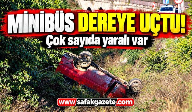 Minibüs takla atıp dereye uçtu!