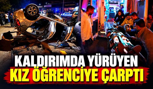 Otomobil kaldırımda yürüyen kız öğrenciye çarptı