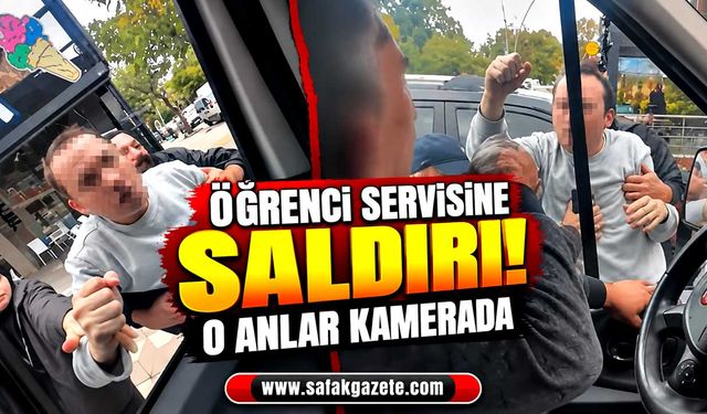 Trafikte öfke patlaması! Öğrenci servisine saldırdı