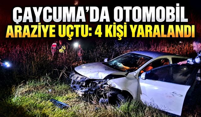 Çaycuma’da otomobil araziye uçtu: 4 kişi yaralandı