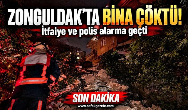 Zonguldak’ta korkutan çökme! Binanın ön cephesi yıkıldı