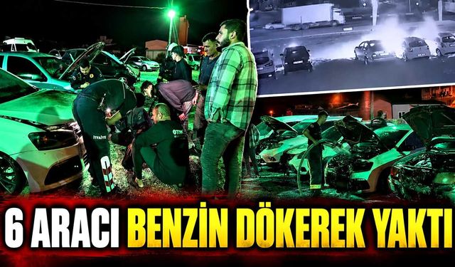 Elinde benzin bidonuyla gelip galerideki 6 aracı ateşe verdi