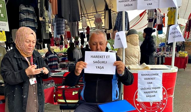 Pazaryerinde sağlık seferberliği! Vatandaşlara kas gücü testi