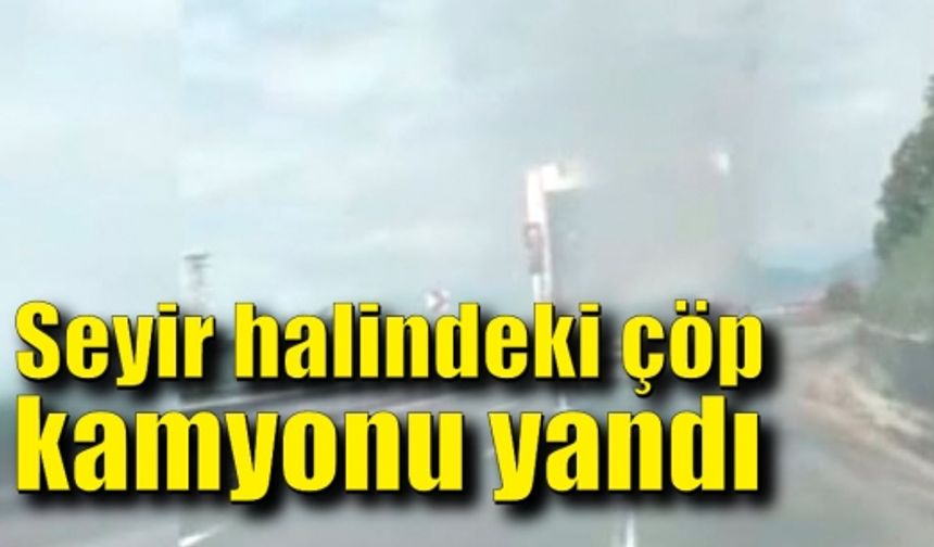 Alaplı’da seyir halindeki çöp kamyonu yandı