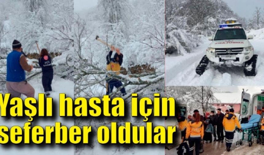 Yaşlı hastaya paletli ambulansla ulaşıldı