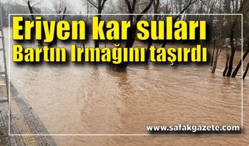 Eriyen kar suları Bartın Irmağında taşkınlara neden oldu