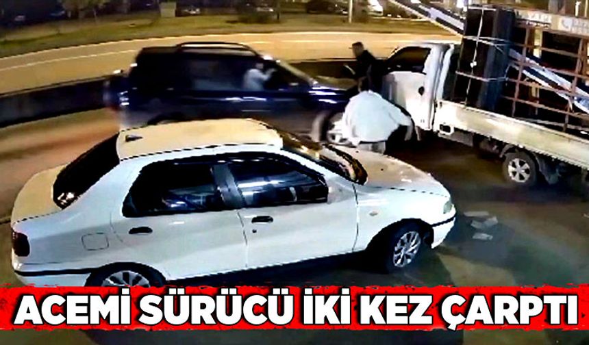 Acemi sürücü iki kez çarptı