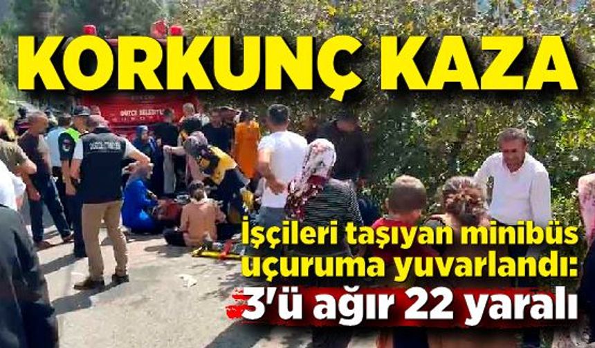 Fındık işçilerini taşıyan minibüs uçuruma yuvarlandı: 3'ü ağır 22 yaralı