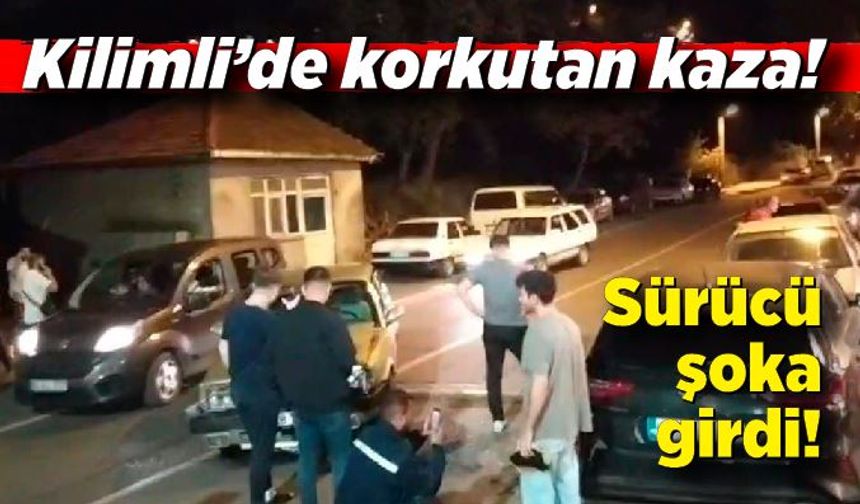 Kilimli’de korkutan kaza: Sürücü şoka girdi!