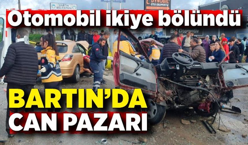 Kazada otomobil ikiye bölündü: 6 yaralı