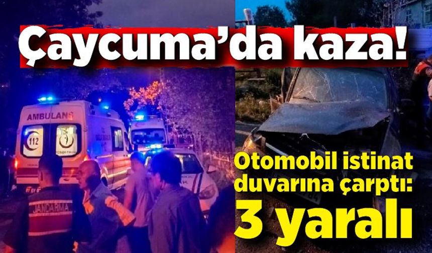 Otomobil istinat duvarına çarptı: 3 yaralı