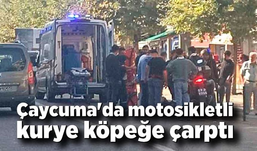 Çaycuma'da motosikletli kurye köpeğe çarptı