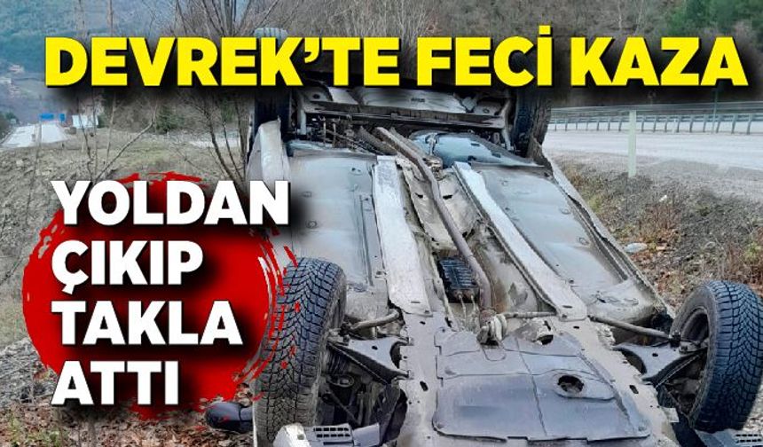 Devrek'te kaza! Takla atan araçtan yara almadan kurtuldu