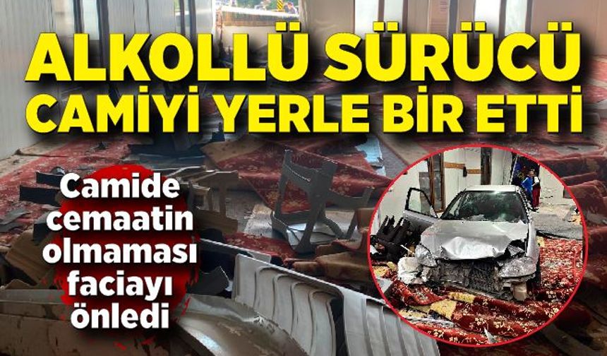 Alkollü sürücü camiye daldı: 1 yaralı
