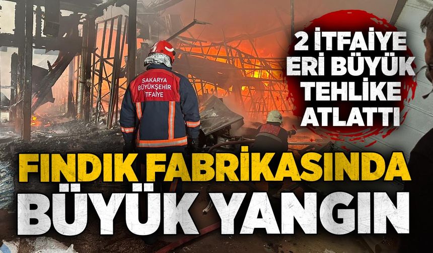 Fındık fabrikasında büyük yangın: 2 itfaiye eri büyük tehlike atlattı