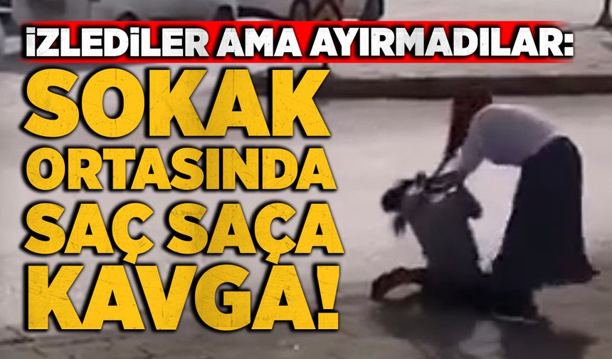 İzlediler ama ayırmadılar: Sokak ortasında saç saça kavga!