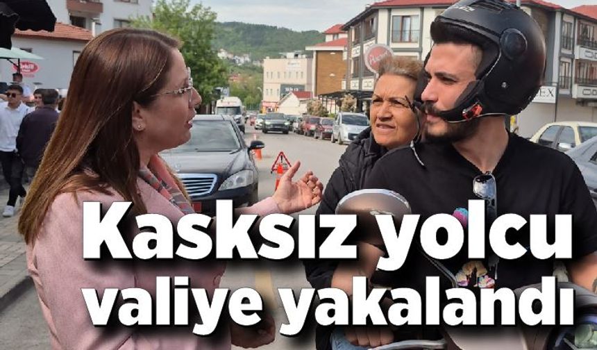 Kasksız yolcu, uygulama yapan valiye yakalandı